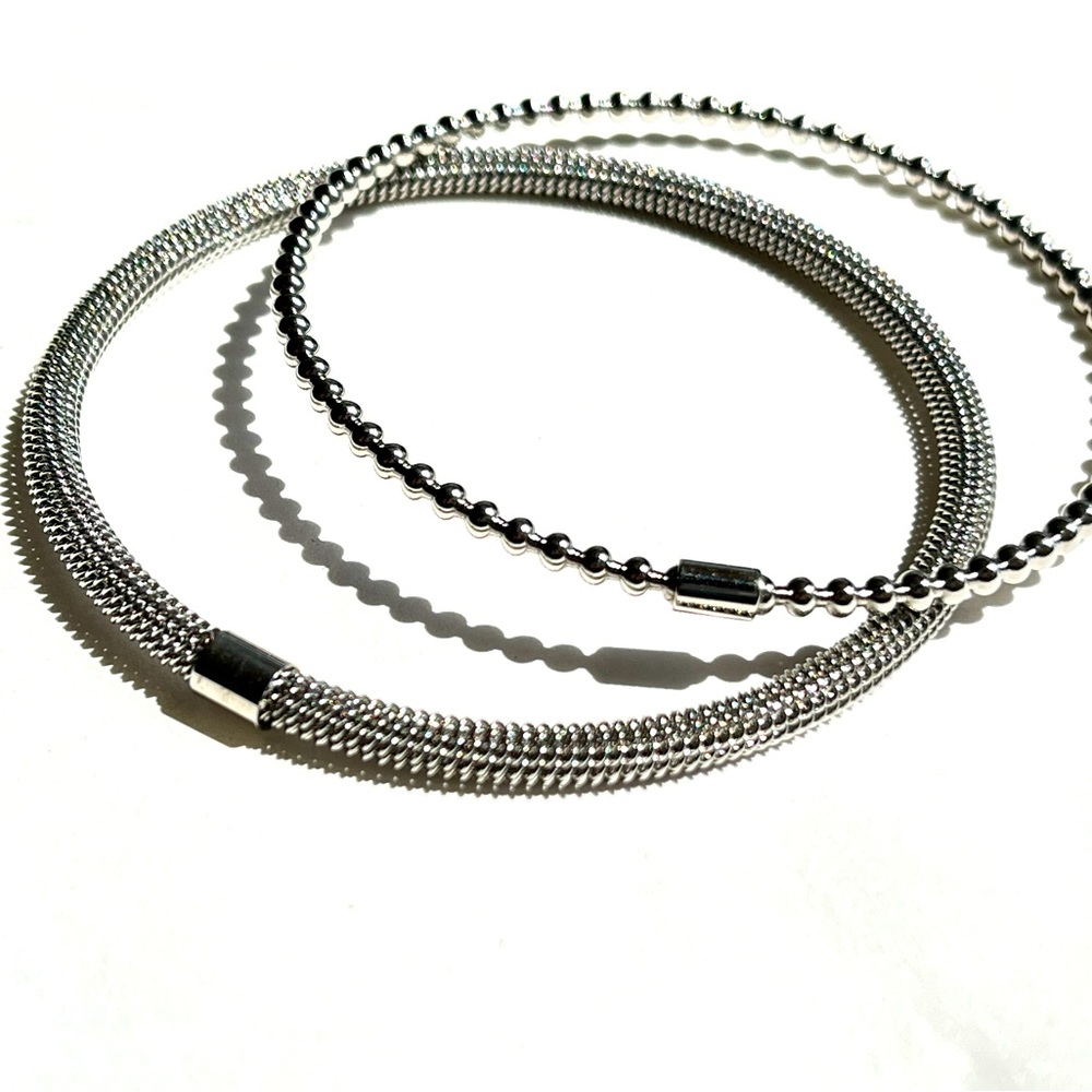 Silver bangle bracelet set of two